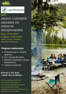 Jezioro Lubińskie zaproszenie na otwarcie kamperowiska